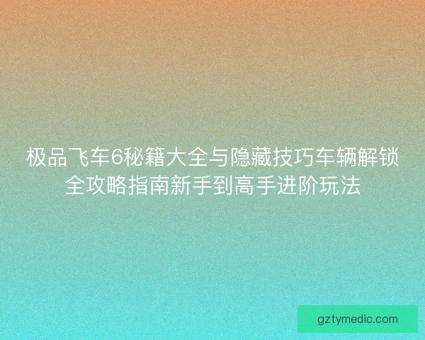 极品飞车6秘籍大全与隐藏技巧车辆解锁全攻略指南新手到高手进阶玩法